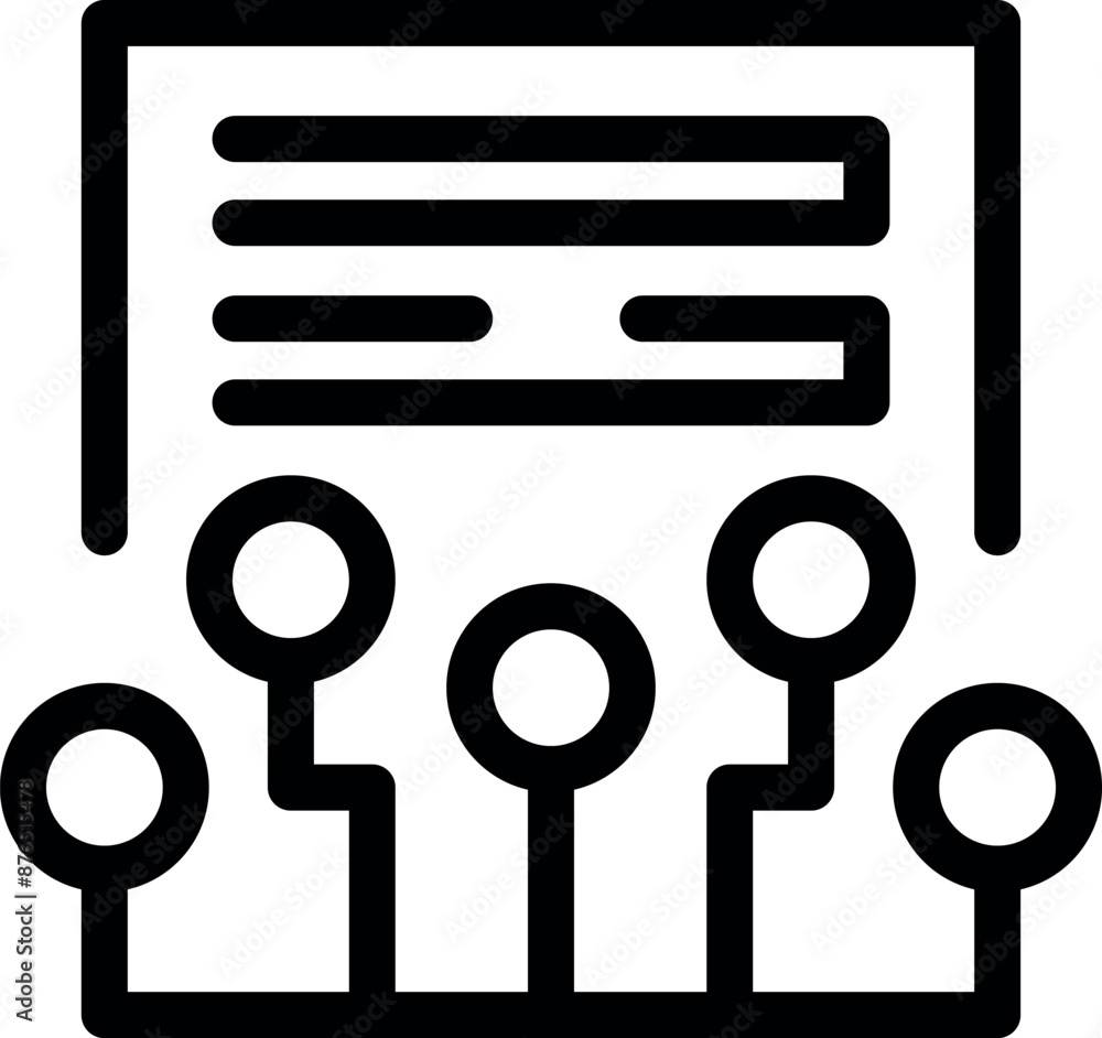 Poster icon of a document management system connecting multiple users to a central data source