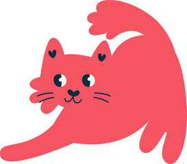 Cat Stretching Hand Drawn