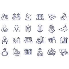 Building Architecture And Engineering line icons design 