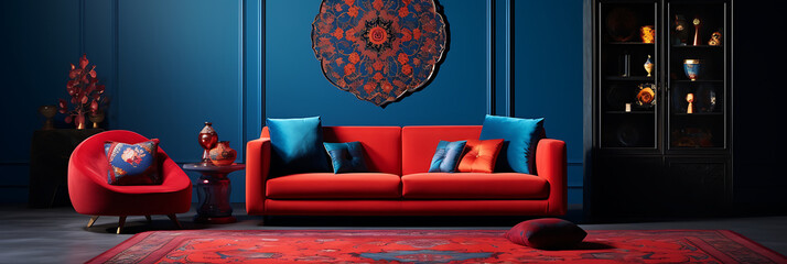Rich colors and patterns create a luxurious and inviting living space.