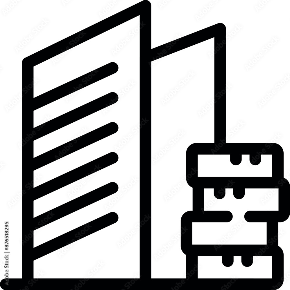 Poster simple icon of a data center building storing important digital information on a server