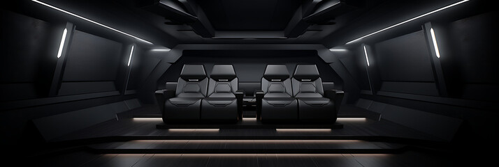 Obraz premium Empty interior of a vehicle, dark and spacious.