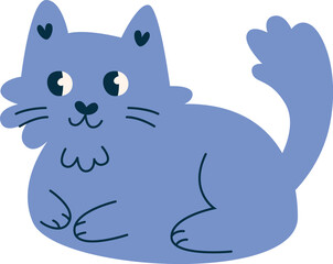 Lying Cat Hand Drawn