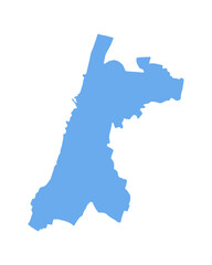 Tel Aviv silhouette map, state of Israel. Simple minimal image easy to recolour and edit.