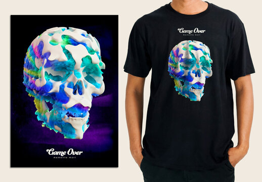 Voronoi Skull 3d Art Poster Layout Design