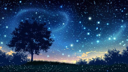 Naklejka premium Amazing starry sky at night, banner design 