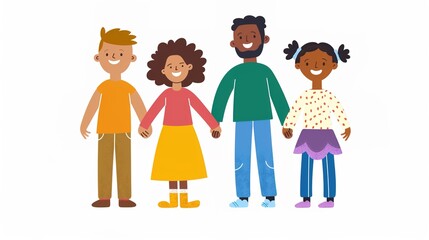 United in Love: Multiethnic Family of Four Embracing Cultural Harmony