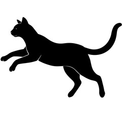 Silhouette of Jumping Cat in Vector