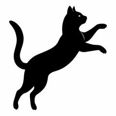 Silhouette of Jumping Cat in Vector