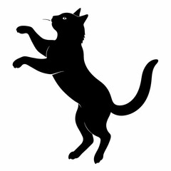 Silhouette of Jumping Cat in Vector