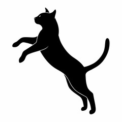 Silhouette of Jumping Cat in Vector