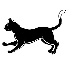 Silhouette of Jumping Cat in Vector