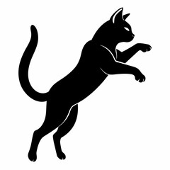 Silhouette of Jumping Cat in Vector