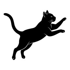 Silhouette of Jumping Cat in Vector