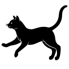 Silhouette of Jumping Cat in Vector