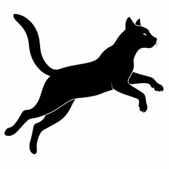 Silhouette of Jumping Cat in Vector