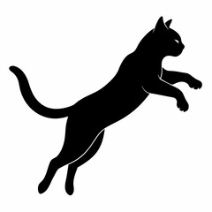 Silhouette of Jumping Cat in Vector