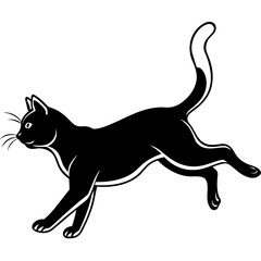 Silhouette of Jumping Cat in Vector
