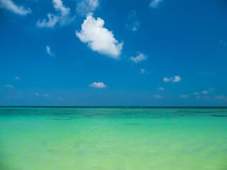 Horizon beautiful  landscape summer season panorama front view point tropical sea beach white sand clean blue sky background calm nature ocean wave water travel at samae san island sun day time