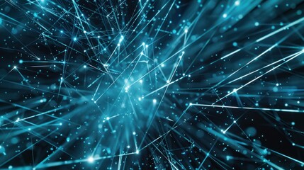 Fototapeta premium Abstract Blue Network of Lines and Dots