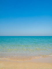 Beautiful horizon landscape summer season vertical front view point tropical sea beach white sand clean and blue sky background calm nature ocean wave water travel at Sai Kaew Beach thailand holiday