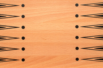 Close up of a backgammon game board