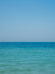 Horizon beautiful landscape summer season vertical front view point tropical sea beach white sand clean blue sky background calm nature ocean wave water travel at samae san island sun day time