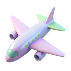 Fototapeta premium Cartoon airplane 3d icon isolated on the transparent background. Vehicles for transportation concept