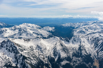 Obraz premium Aerial view of snow capped Tatra mountains