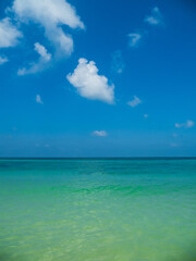 Horizon beautiful landscape summer season vertical front view point tropical sea beach white sand clean blue sky background calm nature ocean wave water travel at samae san island sun day time