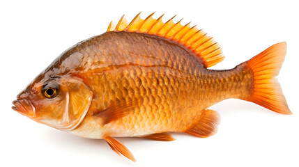 Obraz premium Reddish orange fish with spiky dorsal fin isolated on white background