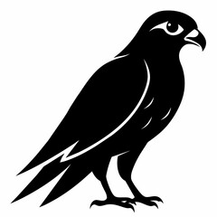 High-Quality Black Silhouette Kestrel Vector Art