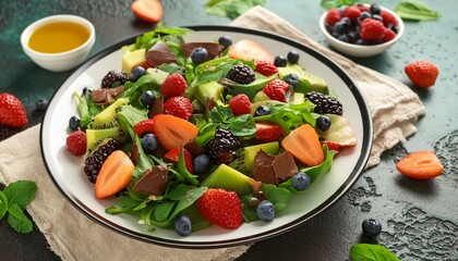A refreshing summer salad with mixed greens, berries, and a balsamic vinaigrette.