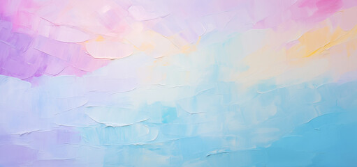 Fototapeta premium Calm water underwater blurry texture blue background for copy space text. Abstract sky ocean wave brushstrokes art for summer travel. Pastel impasto paint sunset banner romantic love backdrop by Vita 