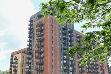 Modern accommodation homes along the River Roding in Barking, East London : London, UK, 24 May 2024 