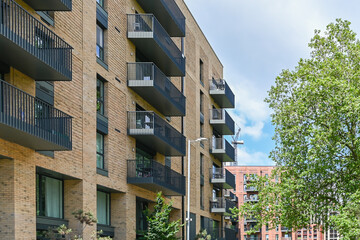 Modern accommodation in Barking along River Roding: London, UK, 24 May 2024
