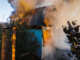 Rural house is burning in fire