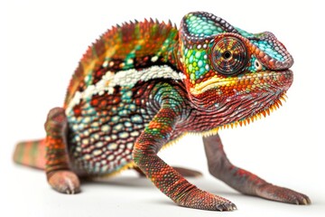 Fototapeta premium Full body view of Chameleon, full body shot, full body View, isolated on white background