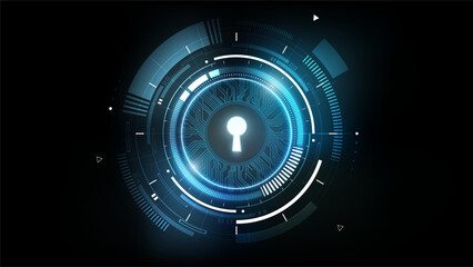 Glow keyhole abstract futuristic technology background with light and shiny, key of success solution, business concept, vector illustration