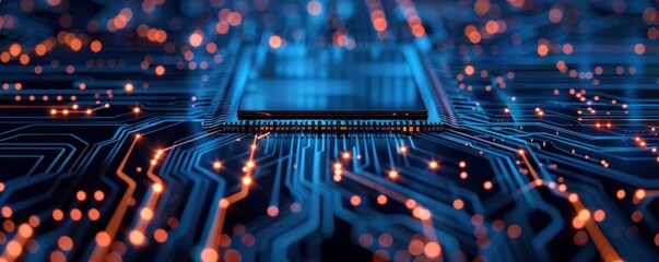 Obraz premium Close Up of a Microchip on a Circuit Board