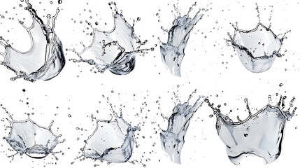Fototapeta premium set of water splashes isolated on white