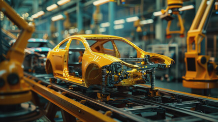 Fototapeta premium Machine Builder's Day. car assembly shop. car manufacturing. car assembly.