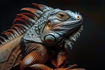 Fototapeta premium Mystic portrait of Iguana, full body view