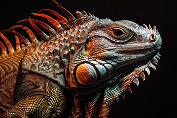 Fototapeta premium Mystic portrait of Iguana, full body view