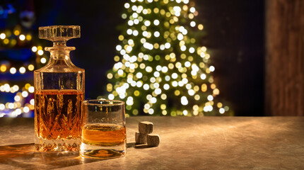 festive background banner with drinks in glass