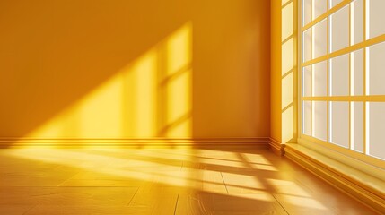 Golden luxury yellow studio background empty wall template with bright light room interior background can use for your products display. 
