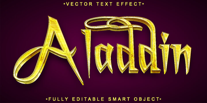 Golden Historic Aladdin Vector Fully Editable Smart Object Text Effect