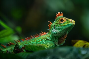 Obraz premium Full body view of Basilisk, in natural habitat, full body shot, full body View