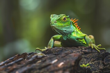 Fototapeta premium Full body view of Basilisk, in natural habitat, full body shot, full body View