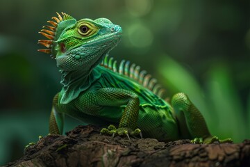 Fototapeta premium Full body view of Basilisk, in natural habitat, full body shot, full body View